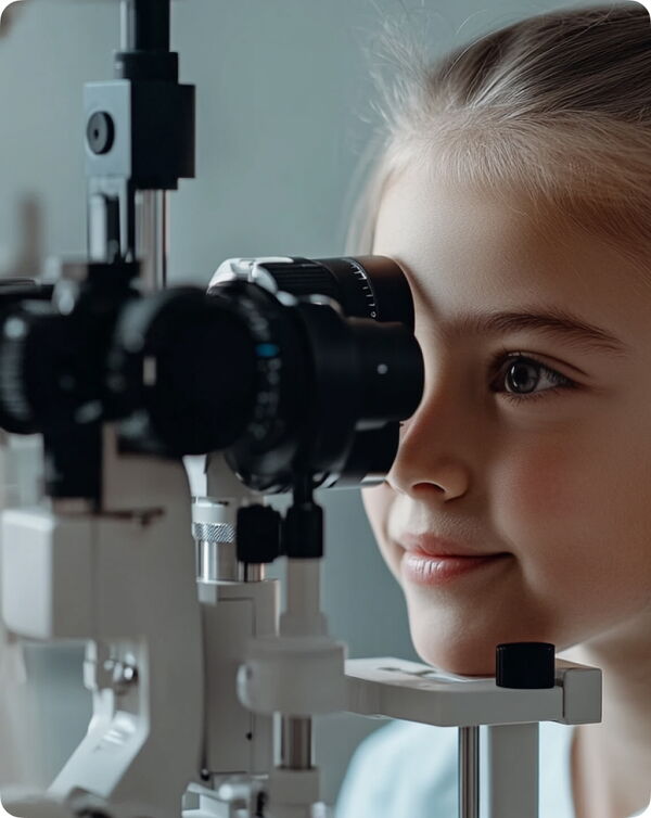 Bild Mädchen mit Augentest