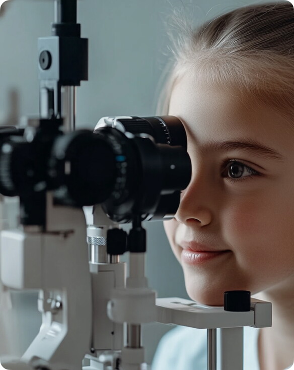 Bild Mädchen mit Augentest